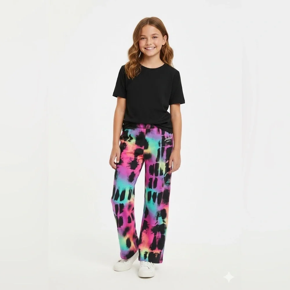 Justice Girls Fleece Wide Leg Pants Multicolor